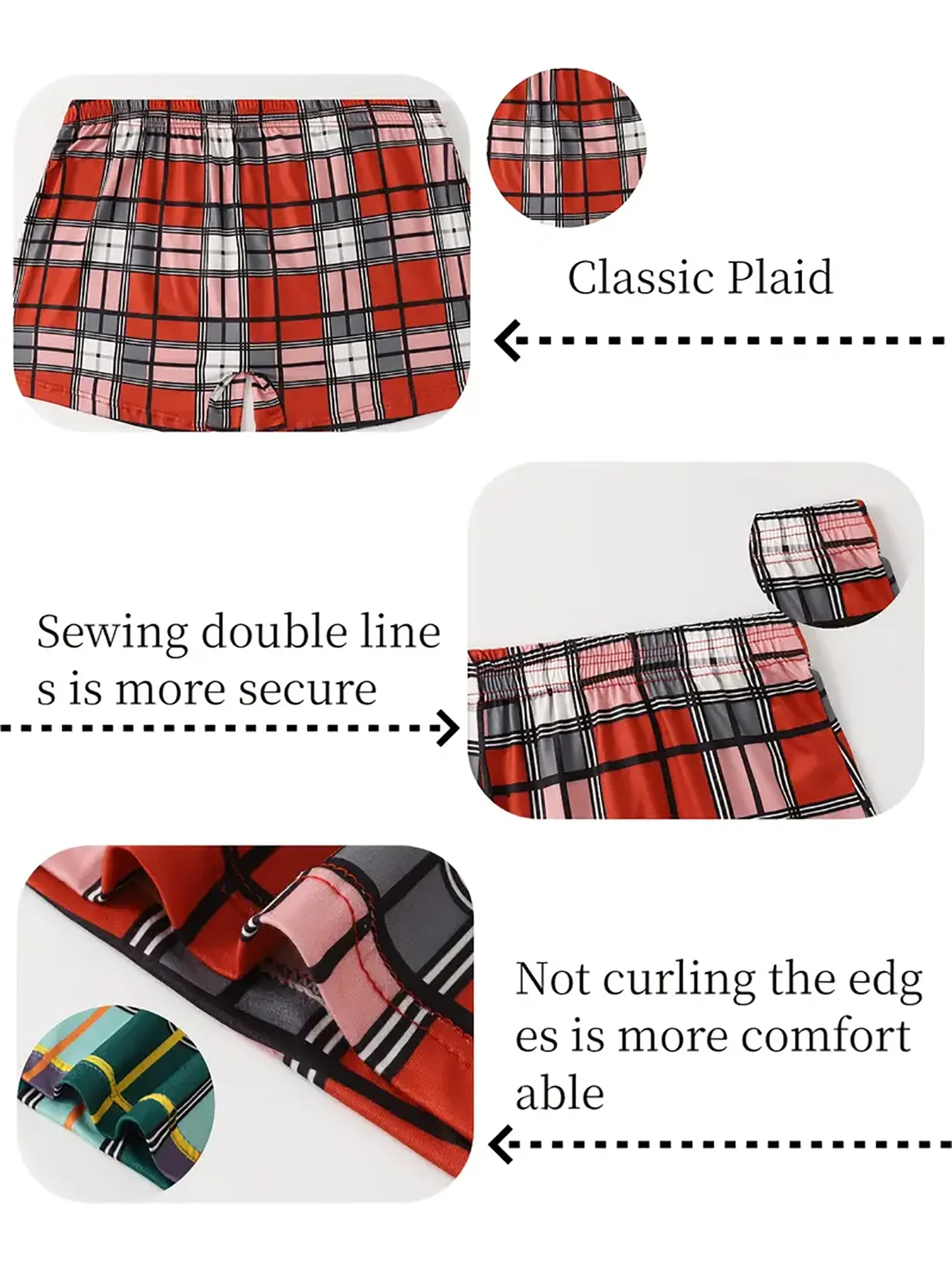 6pcs of Random Color Checkered Elderly Pants Loose and Comfortable Oversized Youth Sleepwear Discounted Breathable Men Underwear image 6