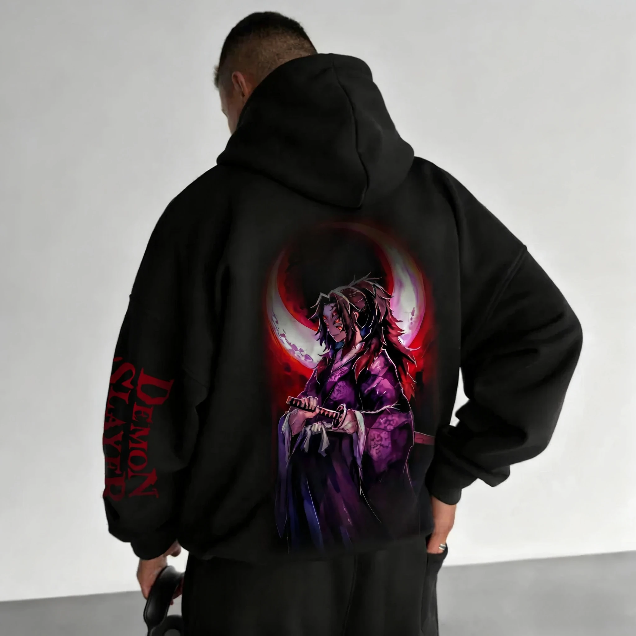 

Demon Slayer Anime Versatile Hoodie Autumn/Winter Men's New Kokushibo Printed Loose Casual Harajuku Parent Child Sweater Top