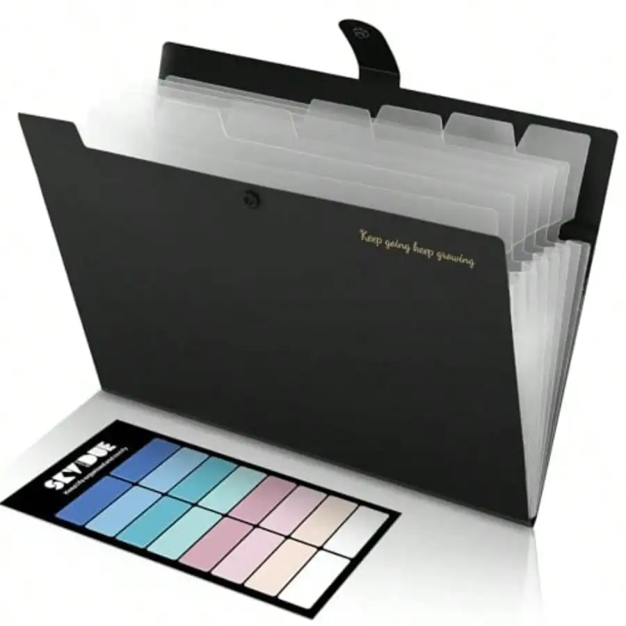

Accordion File Organizer Expanding File Folder With 8 Pockets Portable Document Paper Receipt Organizer Letter/A4 Size Filing Folder School Office Supplies Black