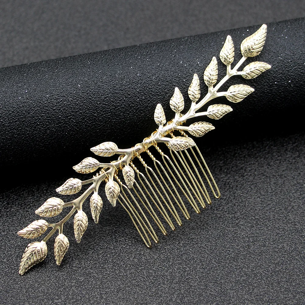 2 قطعة مشط شعر الزفاف الذهبي فروع الصفصاف خمر ورقة إدراج مشط غطاء الرأس الزفاف للنساء حفلة خطوبة الذكرى #2