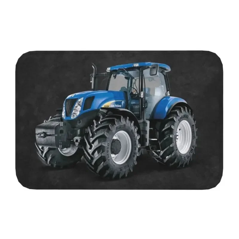 VIKAMA Farm Tractor Entrance Doormat, Blue Agriculture Tractor Pattern Non Skid Floor Mat for Indoor Home Entry Decor