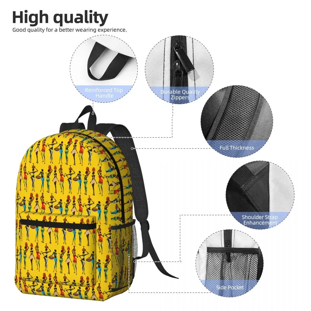 African Woman Dancing Oil Painting Backpack Daypack Large Capacity Boys Girls BookBag School Bag Shoulder Bags for Men Women