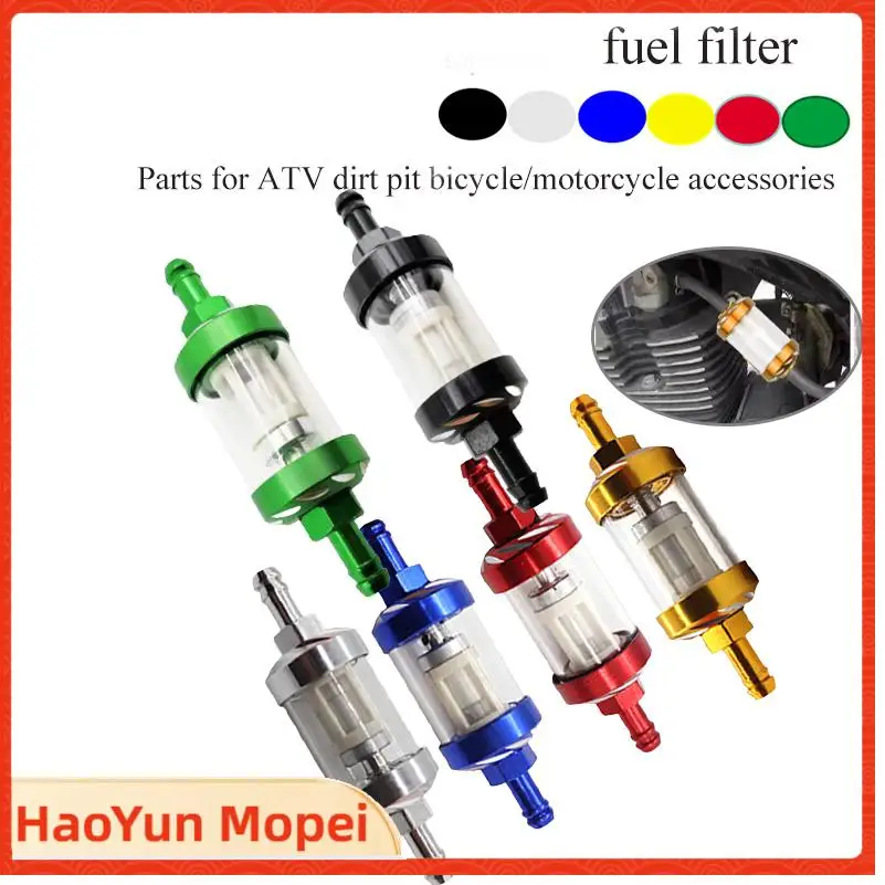 8mm CNC Aluminum Alloy Glass Gas Fuel Gasoline Oil Filter Moto for Dirt Pit Bike 125/140/150/160cc CRF70 90 110 TTR100 110 KLX65