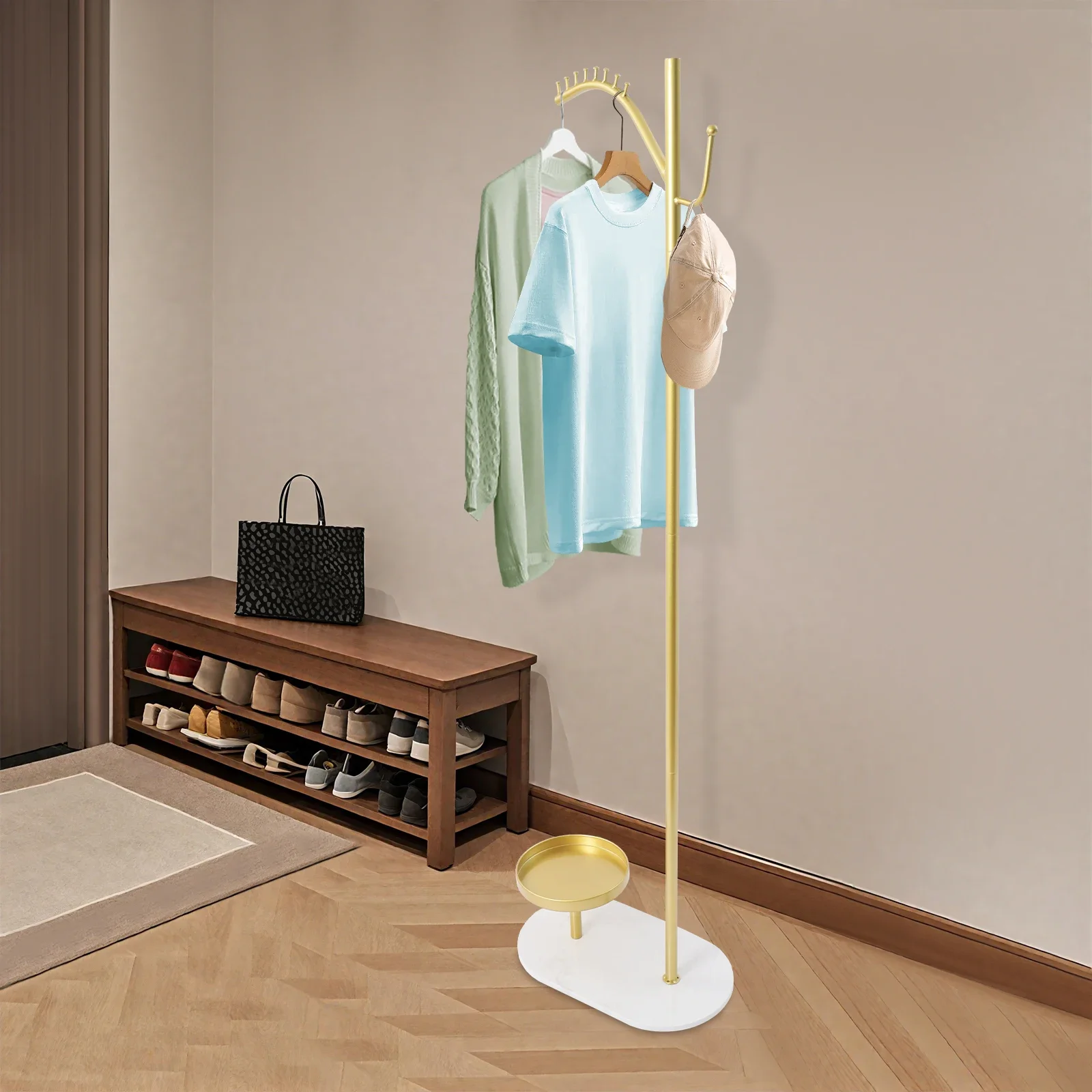 

Clothes Rack, Clothes Rack with Marble Base, Standing Clothes Coat Rack