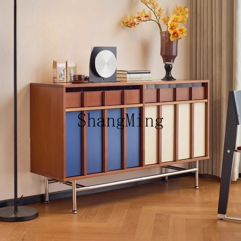 

SM antique sofa side cabinet small apartment living room against the wall side storage retro solid wood dining side cabinet