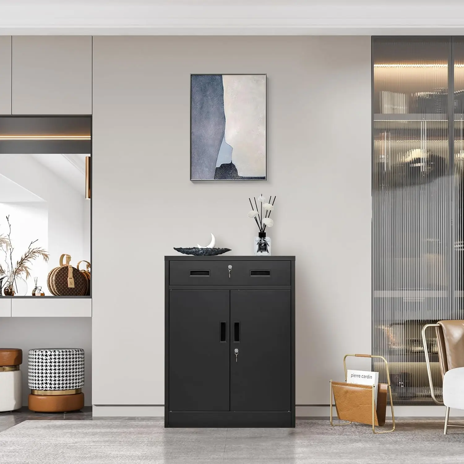 Armários de armazenamento de garagem de metal, armário de arquivo de metal com 1 gaveta de travamento, armários com fechadura para escritório, casa, garagem, armazém