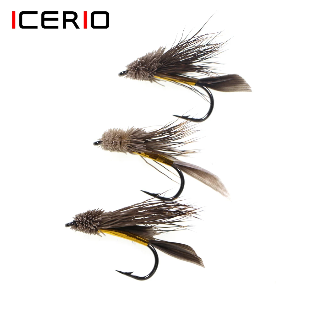 ICERIO 6PCS Brown Deer Hair Gold Body Muddler Minnow Bass Trout Fly Fishing Streamer Flies #6