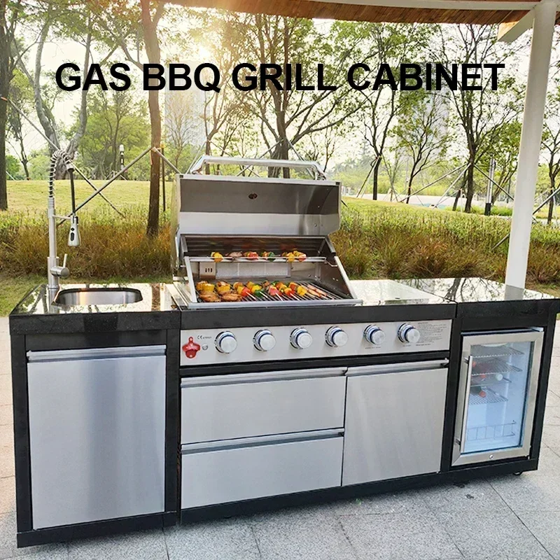 Stainless Steel Outdoor Kitchen Bbq Rotisserie Gas Barbeque Grill