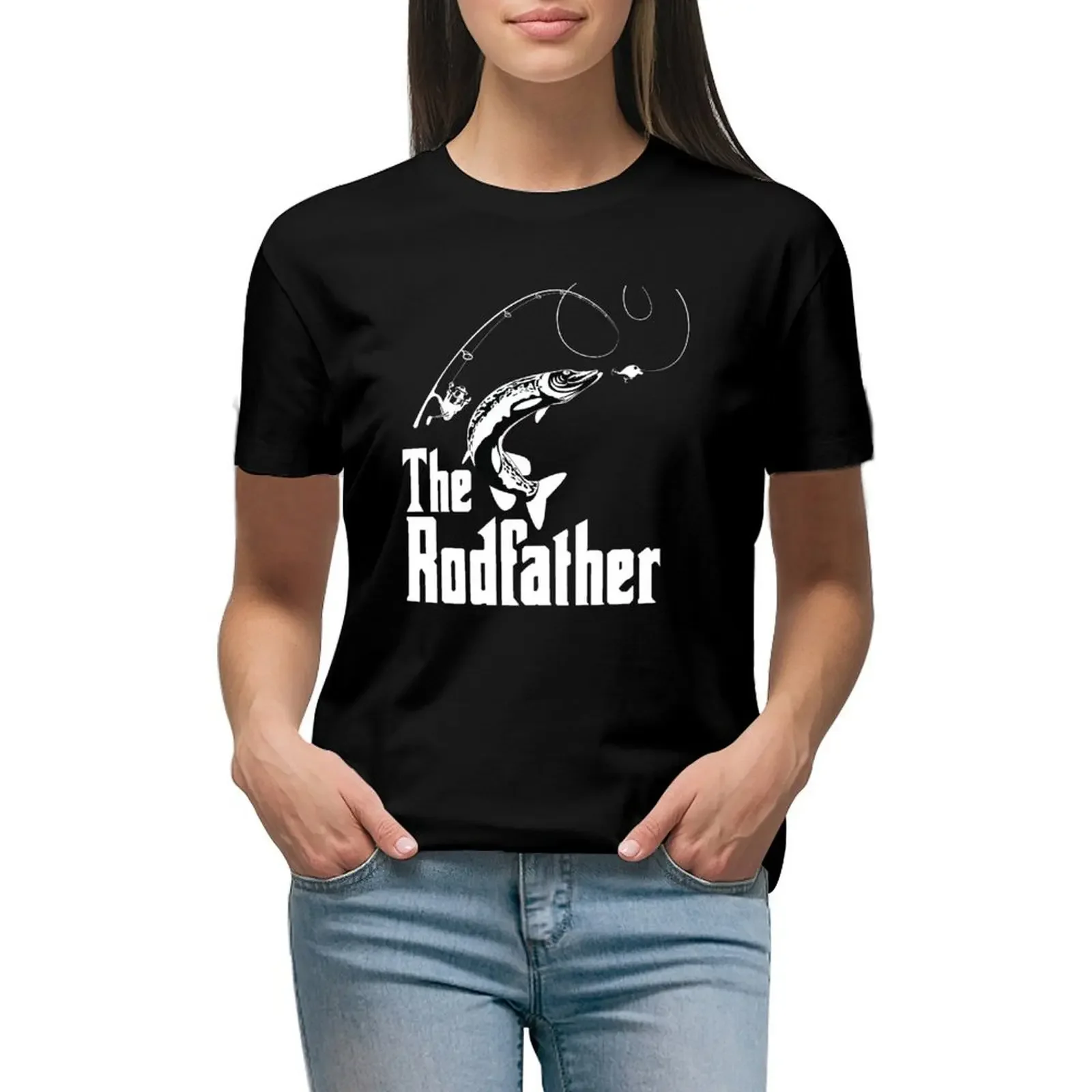 

The Rodfather Fishing T Shirt T-Shirt Female clothing funnys animal print Blouse rock and roll t shirts for Women