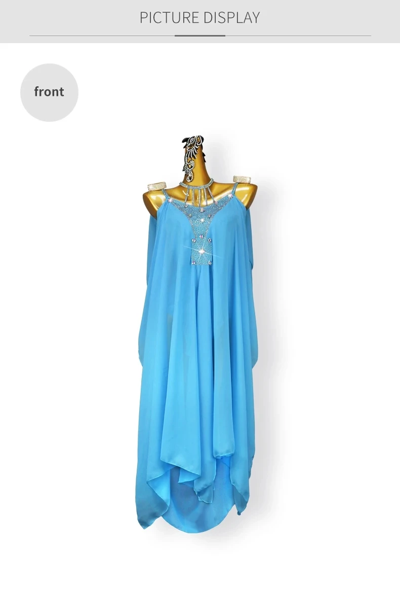 Lateinamerikanisches Tanzkleid, Wettbewerbskleidung, langes Kleid, Damenoutfit, Damen-Ballkleid, Tanzbekleidung für Partys, Mädchen, Sport, sexy Abendkleidung. – Detail 7