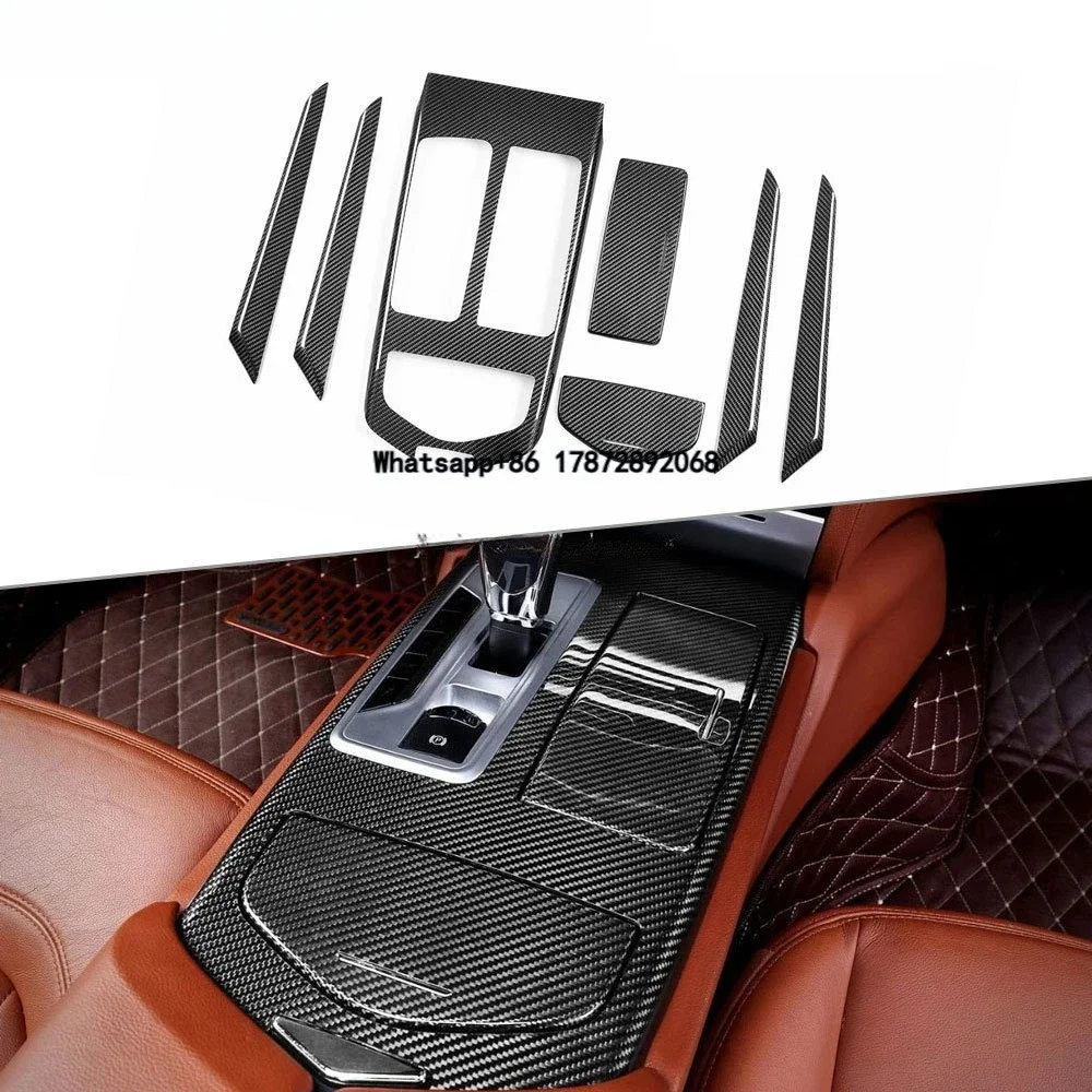 

Dry Carbon Fiber Center Console Gear Shift Panel Trim Door Inner Decorative Strips Covers for Ghibli 2014-2019