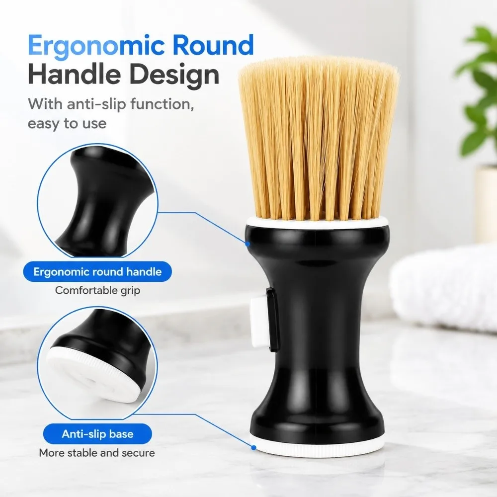 Portable Black Neck Duster Brush Dust Cleaning Neck Design Hairdressing Cleaning Brush Styling Dust Brush Salon Use