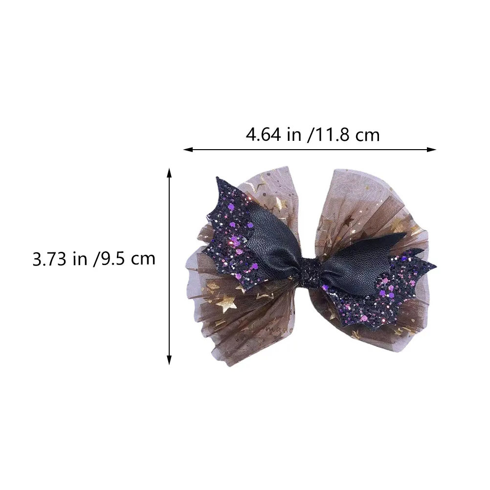 

2pcs Bat Wing Hair Clips Girls Halloween Costume Accessories Durable Bow Decor Festive Party Stage Performance Hairpins