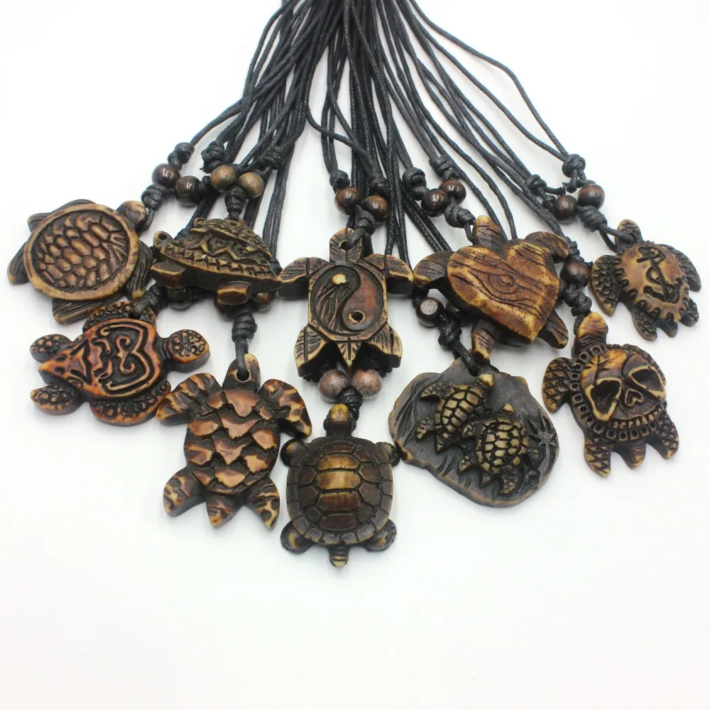 12pcs/Lot Vintage Sea Turtles Pendant Necklaces Hawaiian Turtle Charms Surfer Jewelry Wholesale Gothic for Men Women - view 2