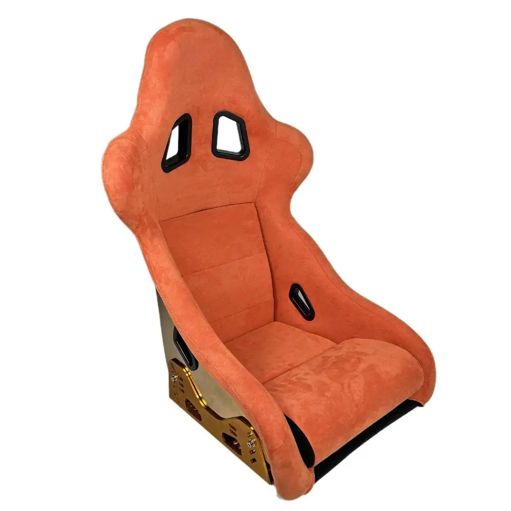 DOS Universal Orange Suede Golden Metallized Fiberglass Bucket Racing Seat Orange Racing Seat