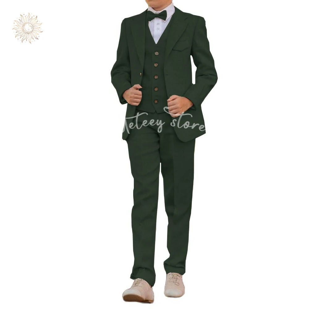 Smoking para meninos slim fit 3 peças ternos de cor sólida formal terno de padrinhos de casamento ternos de smoking de baile