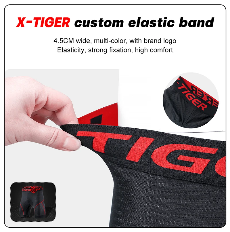 X-TIGER Herren-Radunterwäsche-Shorts, 5D-gepolstert, für Sport, Reiten, Fahrrad, Fahrrad, MTB, Liner-Shorts mit rutschfesten Beingriffen – Detail 9