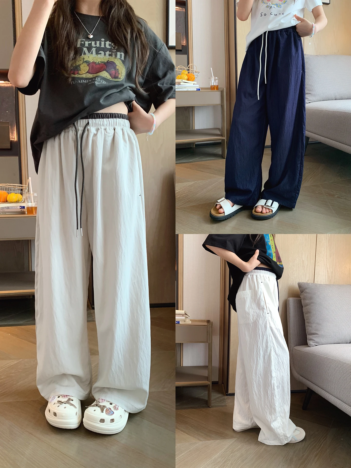 girls'-summer-casual-bend-knife-mountain-pants-thin-cool-sensation-mosquito-proof-long-trousers-parent-child-cotton-blend-fabric