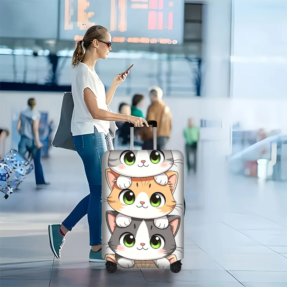 

1PC Cute Cartoon Cat Print Luggage Cover for 18-32 inch luggage; dust and elastic travel accessories to effectively protect y