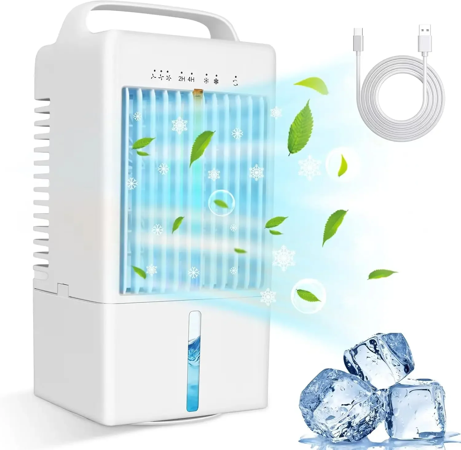 

Small Desktop Mini Evaporative Cooler for Office, AC Air Conditioners with 90° Oscillating Fan and Timer, 900ML Cooling Fan