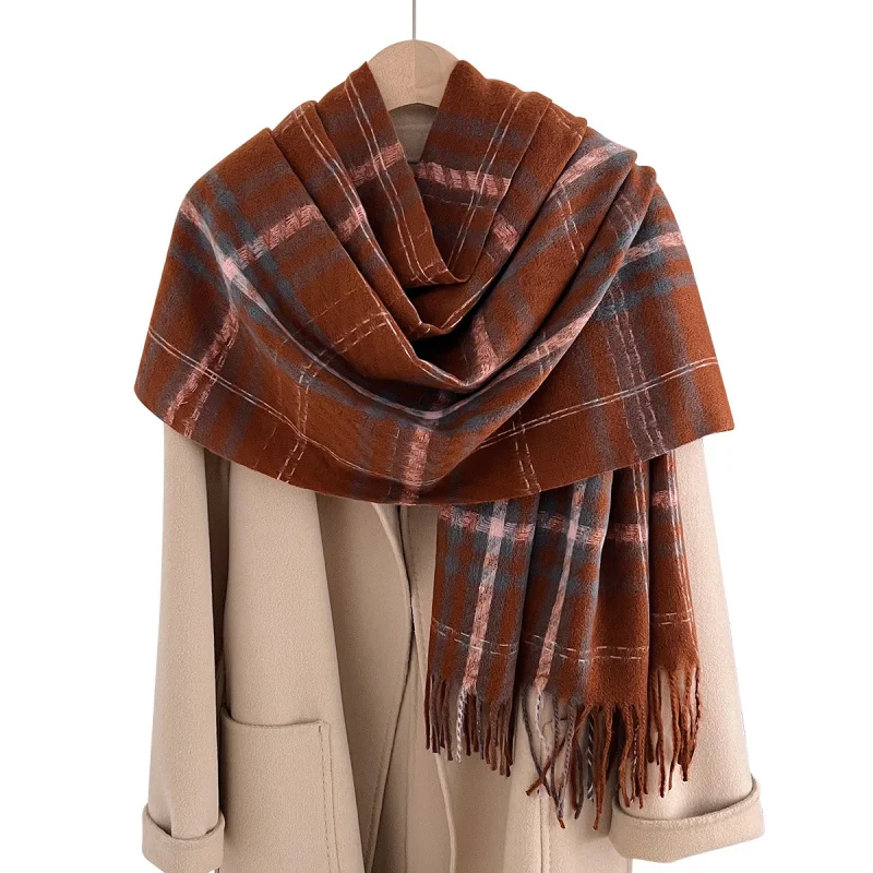 جديد تقليد الكشمير النسخة الكورية الكلاسيكية منقوشة شرابة وشاح الرجال والنساء الخريف الشتاء النمط البريطاني المألوف الدافئة #5