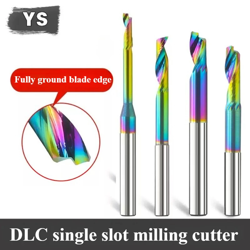 

1Pcs 3.175/4/5/6mm Shank Single Flute Carbide Spiral End Mill DLC Coating 3D CNC Engraving Milling Cutter for Wood Acrylic Tool