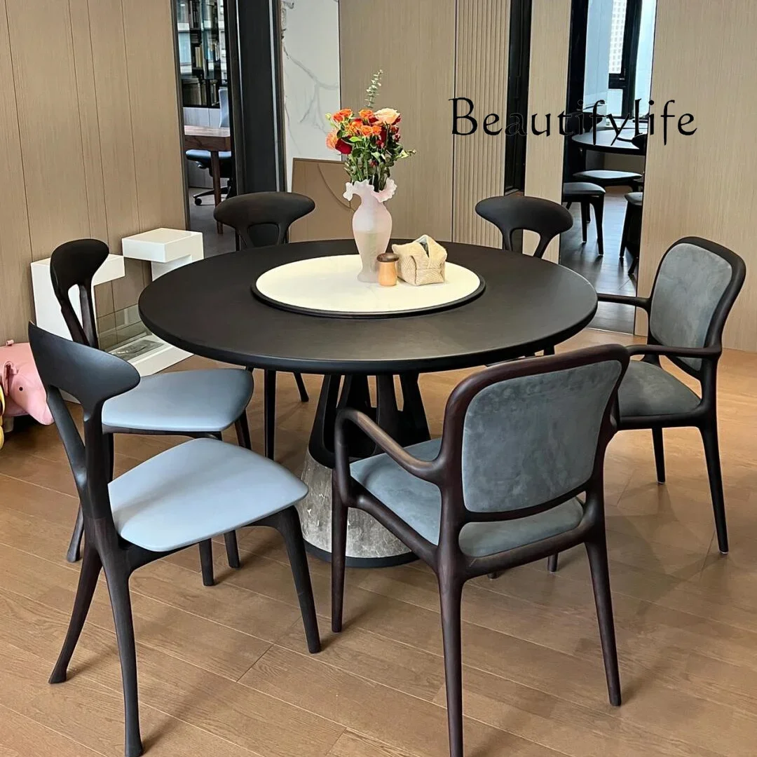 

стол кухонный North American black walnut simple modern dining table round table and chairs combination dining table