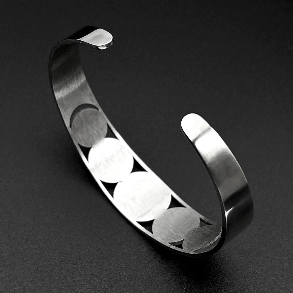Seven Archangels Angel Open Cuff Bangle for Women Men Stainless Steel Seal of Solomon Protection Adjustable Bracelet Jewelry