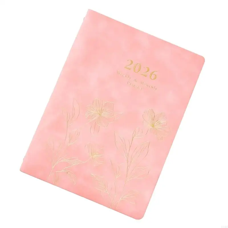 مخطط أسبوعي 2026 مع صفحات مؤرخة وغطاء جلدي مكون من 6 حلقات قابلة لإعادة الملء 2026 مخطط أكاديمي للجدولة H8WD