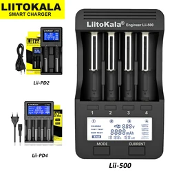 LiitoKala Lii-500 Lii-PD4 Lii-PD2 18650 LCD Multifunctional Battery Charger For 3.7V 1.2V 26650 21700 14500 18350 17500 AA AAA