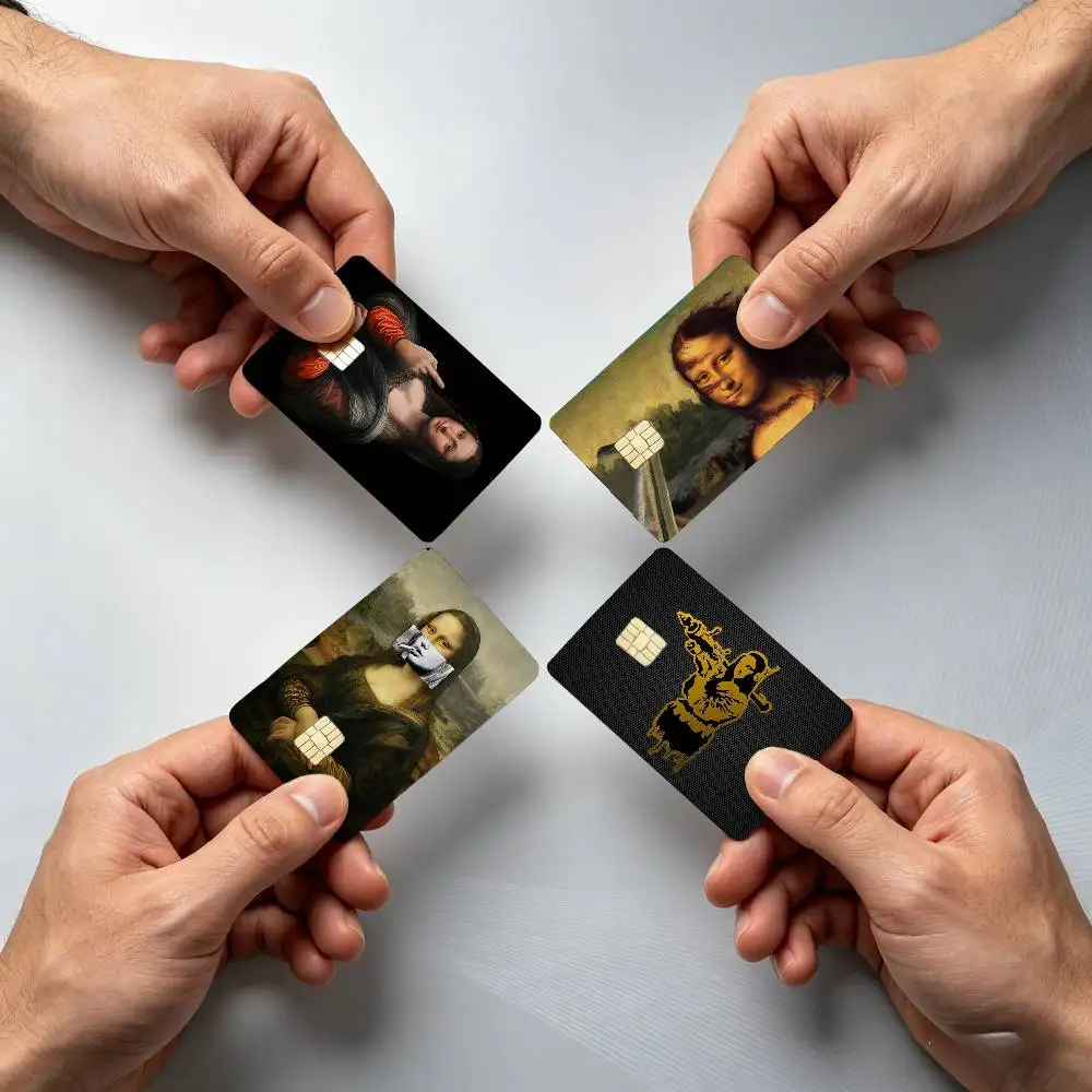 Mona Lisa's smile Art 4Pcs!Fade-Resistant, Wear-Resistant, Scratch-Resistant  Bank Card Sticker (Debit Card)