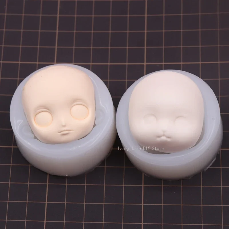 Polymer Clay Cartoon Rabbit Silicone Face Mold Q Version Face Hand-made Doll Face Mold DIY Soft Pottery Fondant Clay Tool