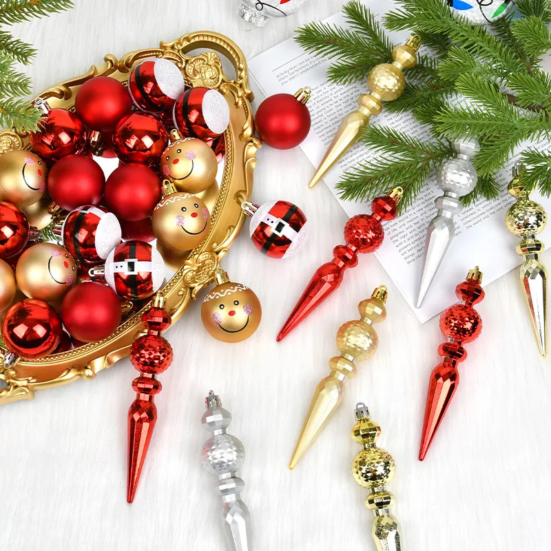 

6/12Pcs Christmas Decor Painted Ice Strip Shaped Gourd Shape Hanging Decor Hanging Christmas Tree Decor Ball Decor Arrangement
