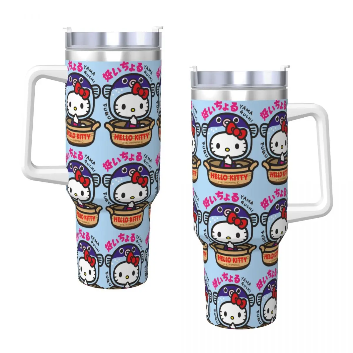 

Стакан из нержавеющей стали Hello Kitty, пуховые кружки для рыбы, чашка с соломинкой, дорожная бутылка для холодных напитков, портативная большая кофейная кружка