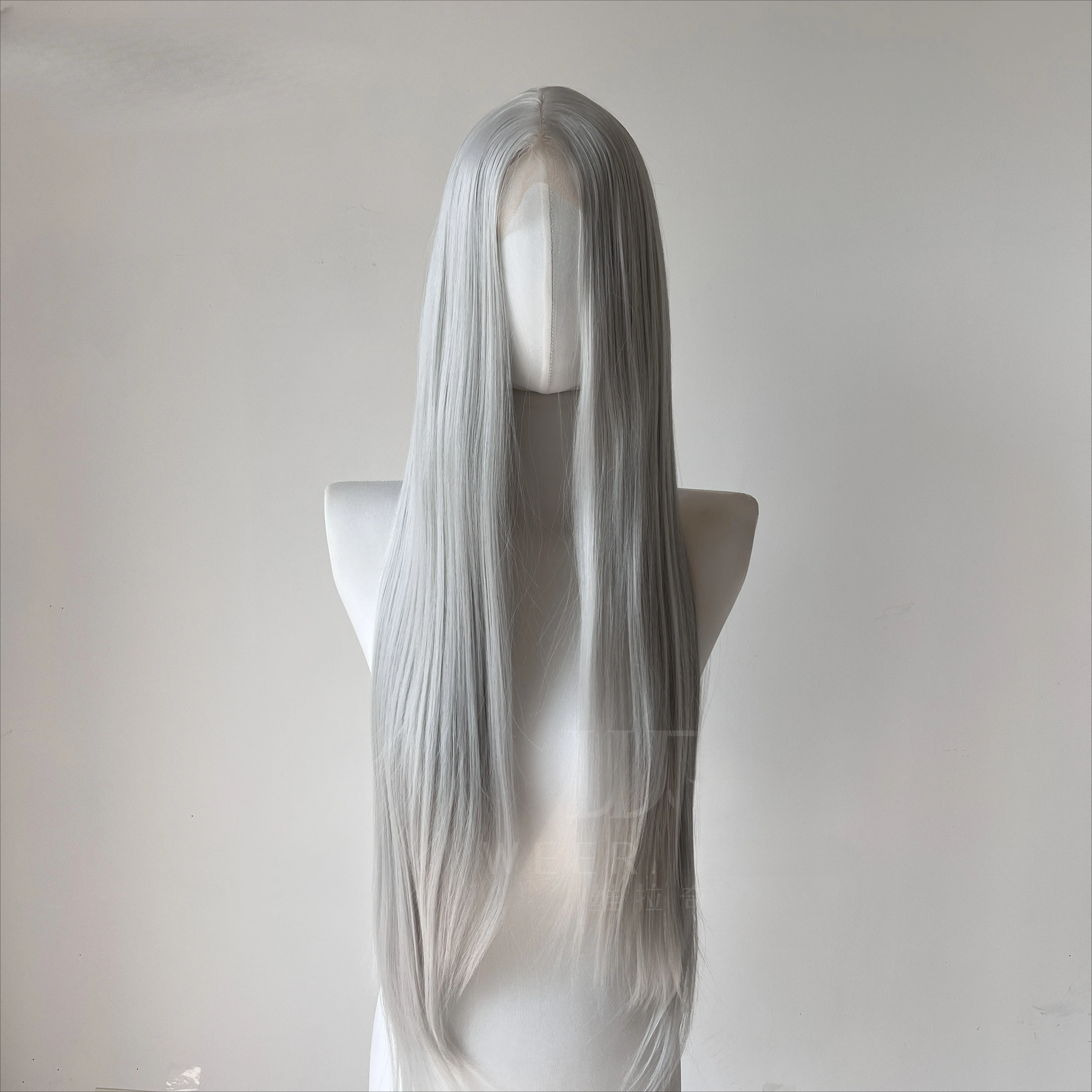 Silver Gray Lace  Front Wig for Women 26 Inch 13*4 Long Straight Wigs High Quality Fiber Hair Wig Synthetic Lace Wig for Cosplay