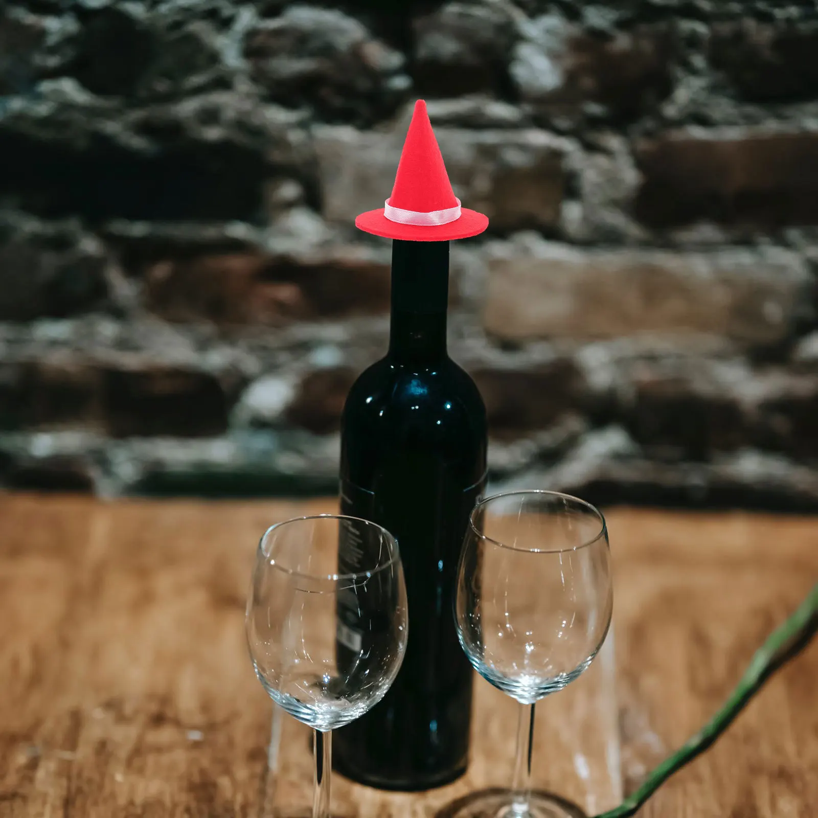 

3Set Hat Broom Set Felt Wood Grass Material Halloween Party Decoration Broom Craft Hat Tiny Decors