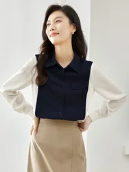 Camicie vily Contrast per le donne 2023 autunno vestibilità rilassata top a maniche lunghe camicie e camicette abbottonate con colletto femminile M2636