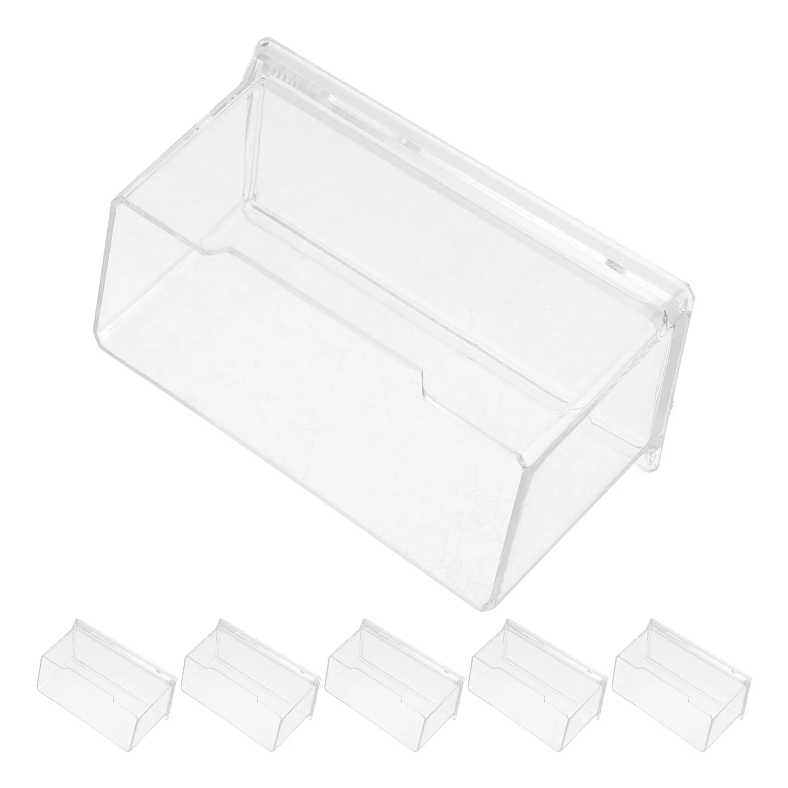 

6 Pcs Acrylic Business Card Holders Transparent Desk Display Stand Storage Case for Cards 50 Capacity Easy Access Slanted Design