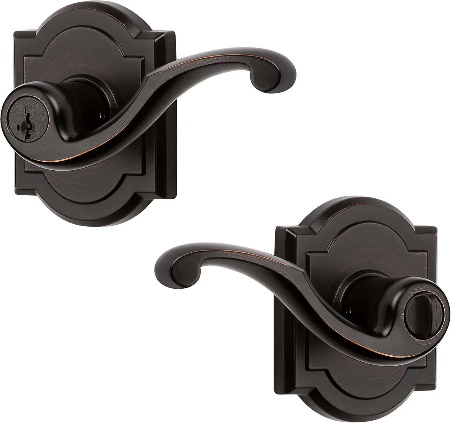 

Madrina, Entry Door Handle Reversible Lever with Keyed Lock Featuring SmartKey Re-key Technology, in Venetian Bronze