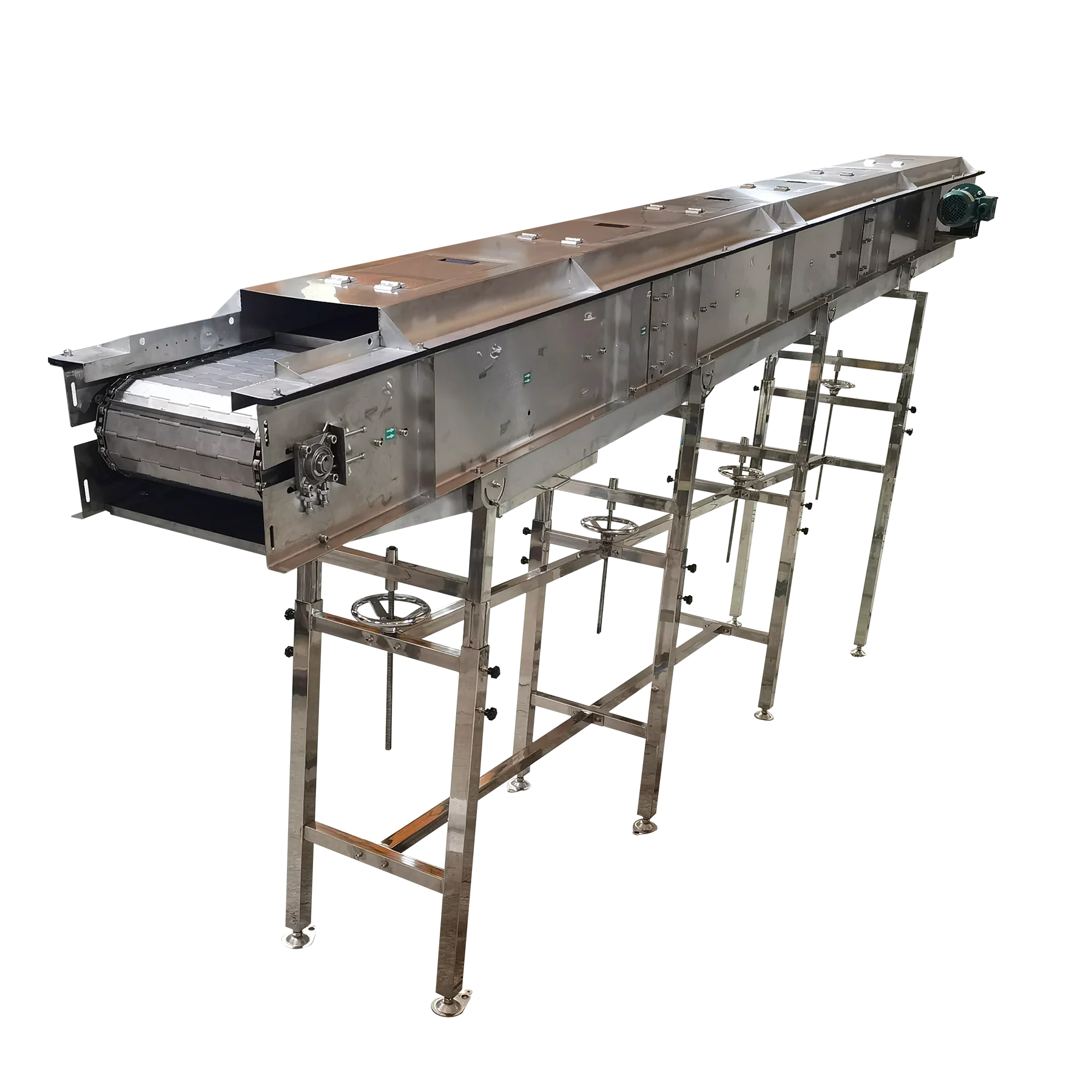 

CE Customizable Electric High Efficiency Stainless Steel Slat Chain Conveyor for Bottle Box Cans for Food Industry Applications
