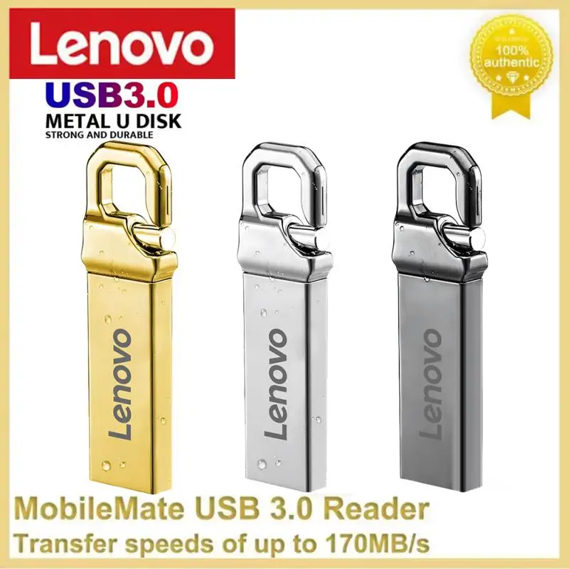 Lenovo 2TB Metal U Disk 1TB portabel, Pen Drive USB 3.0 kecepatan tinggi tahan air memori 512GB 128GB Memoria Usb Flash Drive