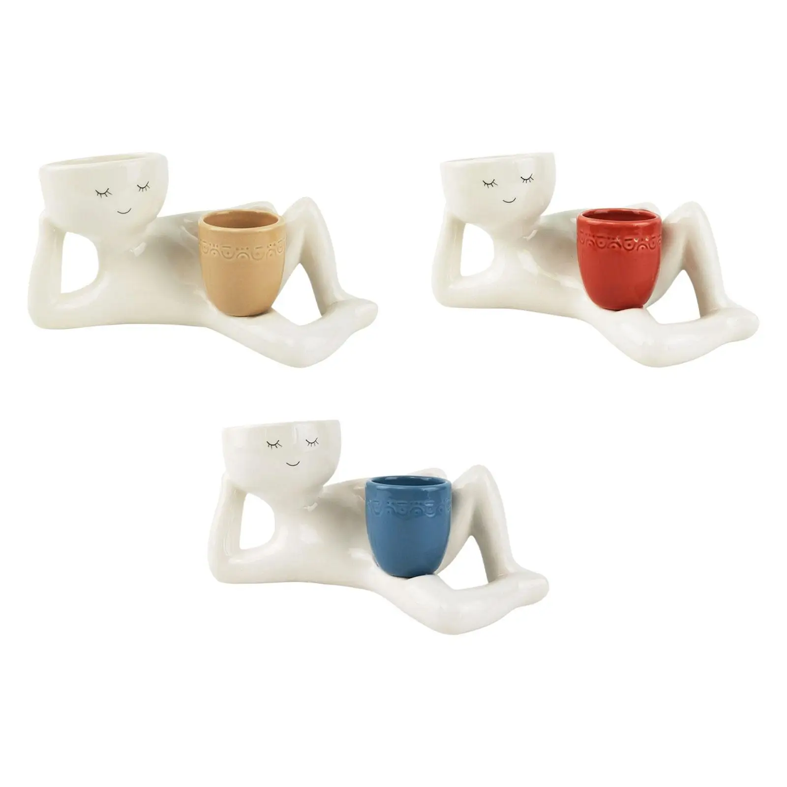 

Side Lying Figure Planter Double Flower Pot for Indoor/Outdoor Cafe Bedroom