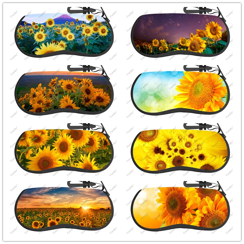 sunflower Glasses case zipper sunglasses bag travel printed soft shell storage glasses case for men women Glasses case