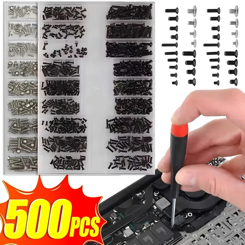 Kit de Parafusos de Substituição para Laptop e Notebook com 500 Peças para Lenovo, Samsung, HP, Parafusos Mini Universais, Ferramentas de Reparo DIY