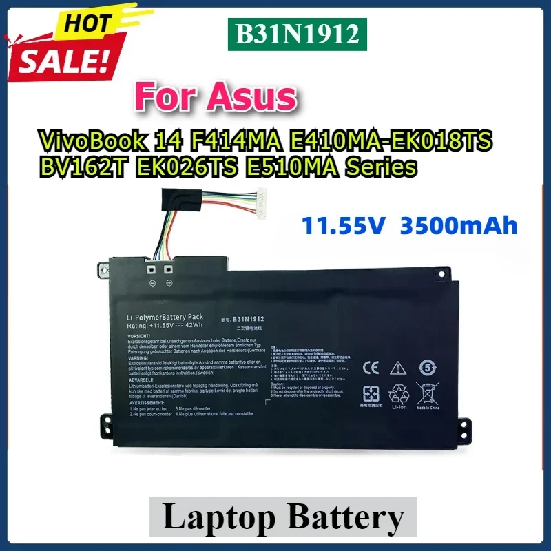 

11.55V B31N1912 C31N1912 Laptop Battery For Asus VivoBook 14 F414MA E410MA-EK018TS BV162T EK026TS E510MA Series Batteries