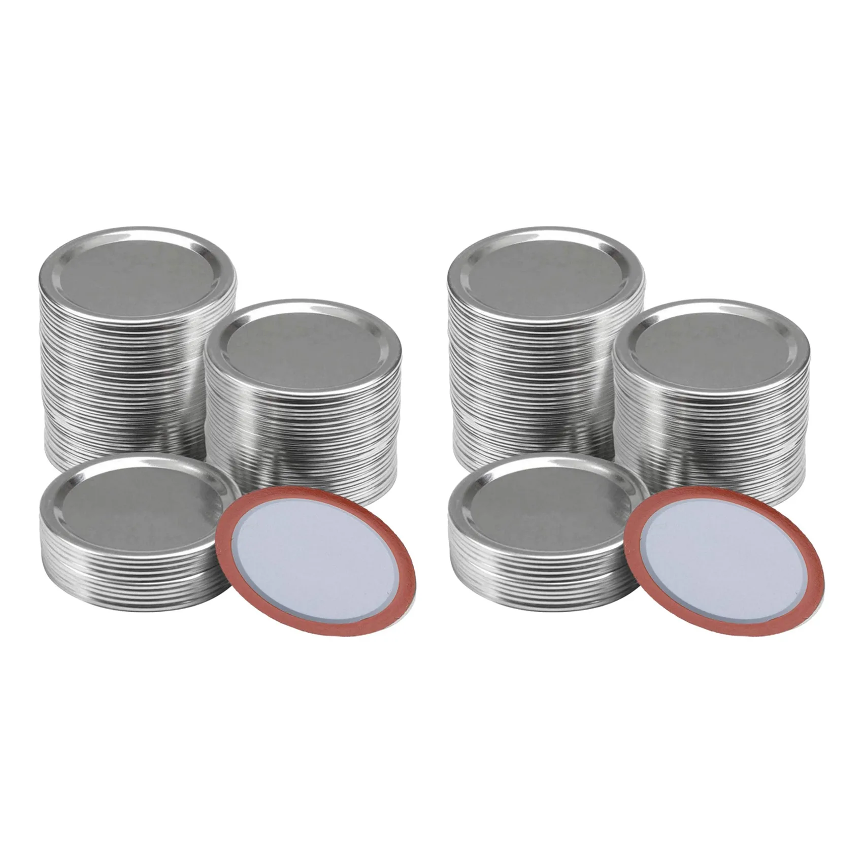 Y50A-200 Pcs Regular Mouth 70MM Mason Jar Canning Lids, Reusable Leak Proof Split-Type Silver Lids With Silicone Seals Rings