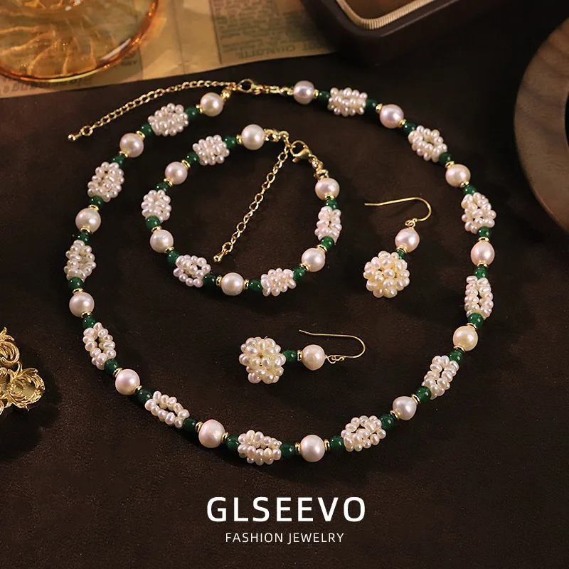 Design Pearl Natural Stone Necklace Bracelet Earring Set – A Versatile And Elegant Jewelry Collectio
