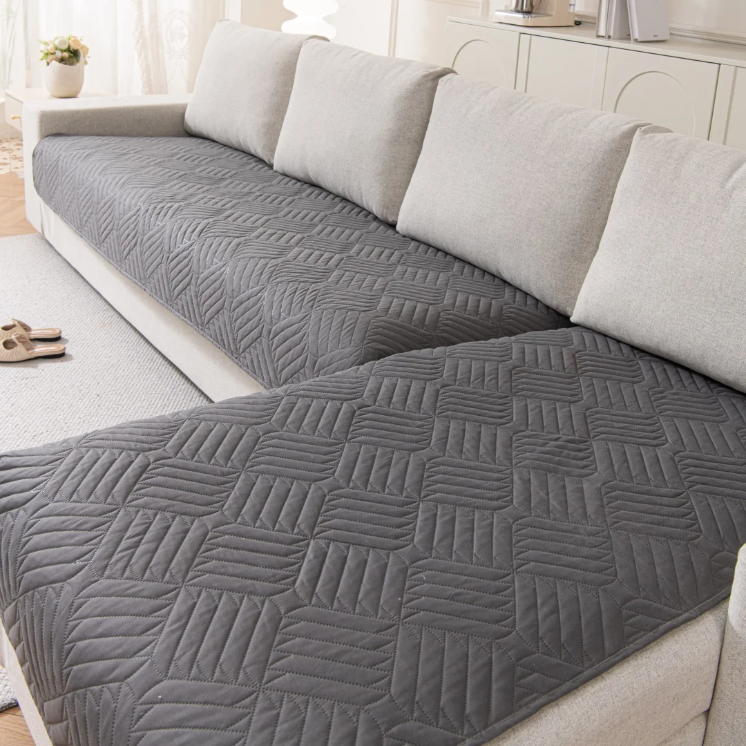Rutschfester Sofabezug mit geometrischen Linien, Ultraschallprägung, für alle Jahreszeiten, Wohnzimmer, dekoratives Sitzpolster, Sofa-Handtuch-Schonbezug