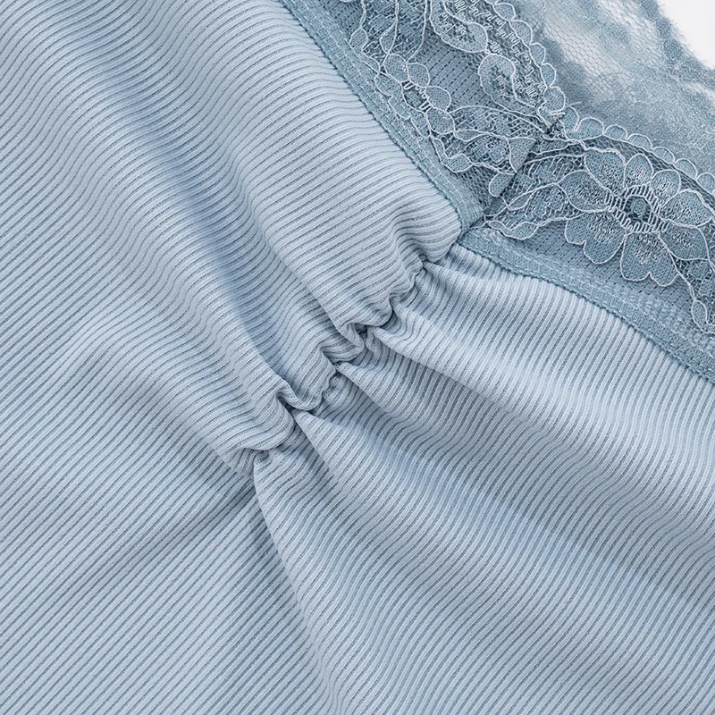 CUTENOVA สตรีสีทึบไหล่แขนหนึ่งคอลูกไม้ Patchwork หดตัวเซ็กซี่เสื้อยืดฤดูร้อน Simple Causal TOP