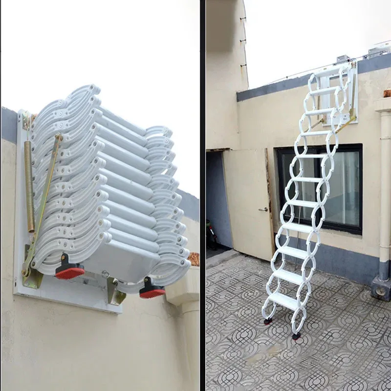 Attic Telescopic Staircase Home Thickened Invisible Stretch Ladders Indoor and Outdoor Wall Hanging Folding Villa Duplex Ladder